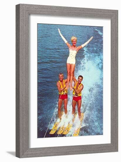 Acrobatic Water Skiing, Retro-null-Framed Art Print