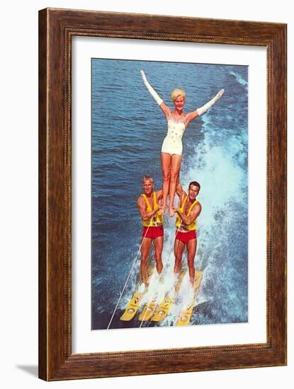 Acrobatic Water Skiing, Retro-null-Framed Art Print