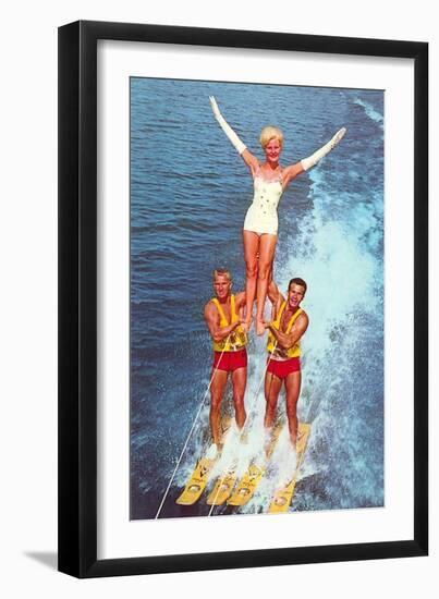 Acrobatic Water Skiing, Retro-null-Framed Art Print