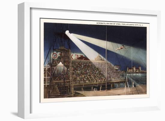 Acrobats on Pier, Atlantic City, New Jersey-null-Framed Art Print