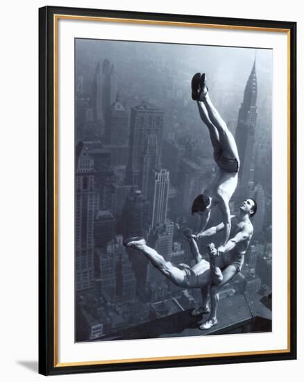 Acrobats on the Empire State Building-null-Framed Art Print