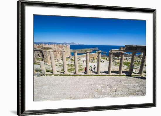 Acropolis of Lindos, Rhodes, Dodecanese Islands, Greek Islands, Greece, Europe-Michael Runkel-Framed Photographic Print