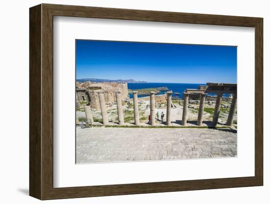 Acropolis of Lindos, Rhodes, Dodecanese Islands, Greek Islands, Greece, Europe-Michael Runkel-Framed Photographic Print