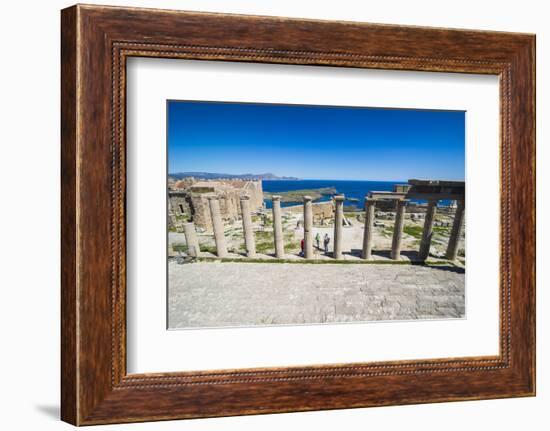 Acropolis of Lindos, Rhodes, Dodecanese Islands, Greek Islands, Greece, Europe-Michael Runkel-Framed Photographic Print