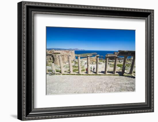 Acropolis of Lindos, Rhodes, Dodecanese Islands, Greek Islands, Greece, Europe-Michael Runkel-Framed Photographic Print