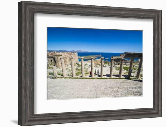 Acropolis of Lindos, Rhodes, Dodecanese Islands, Greek Islands, Greece, Europe-Michael Runkel-Framed Premium Photographic Print