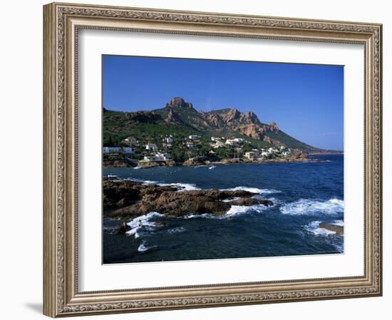Across Bay to the Village and Pic Du Cap Roux, Antheor, Corniche De L'Esterel, Provence, France-Ruth Tomlinson-Framed Photographic Print