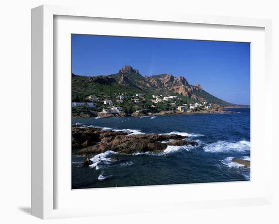 Across Bay to the Village and Pic Du Cap Roux, Antheor, Corniche De L'Esterel, Provence, France-Ruth Tomlinson-Framed Photographic Print