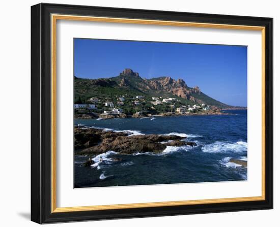 Across Bay to the Village and Pic Du Cap Roux, Antheor, Corniche De L'Esterel, Provence, France-Ruth Tomlinson-Framed Photographic Print