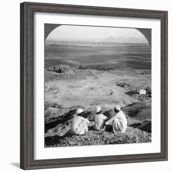 Across the Plain of Thebes and Past the Memnon Statues from the Cliffs, Egypt, 1905-Underwood & Underwood-Framed Photographic Print