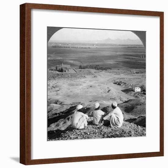 Across the Plain of Thebes and Past the Memnon Statues from the Cliffs, Egypt, 1905-Underwood & Underwood-Framed Photographic Print