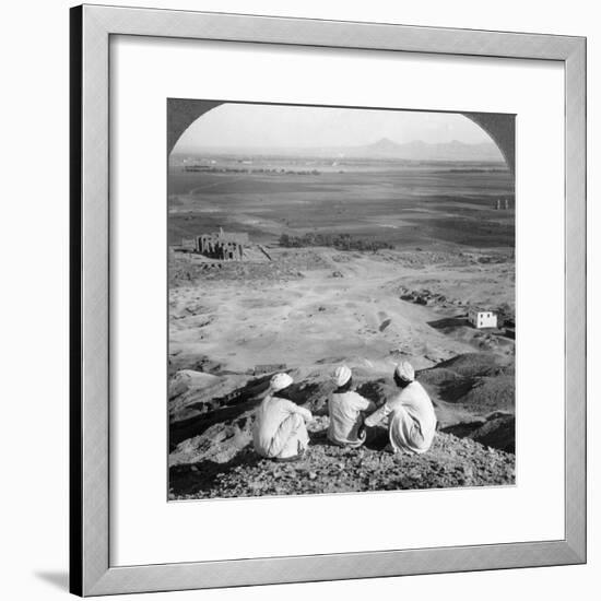 Across the Plain of Thebes and Past the Memnon Statues from the Cliffs, Egypt, 1905-Underwood & Underwood-Framed Photographic Print