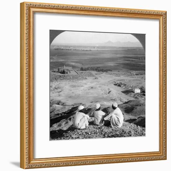 Across the Plain of Thebes and Past the Memnon Statues from the Cliffs, Egypt, 1905-Underwood & Underwood-Framed Photographic Print