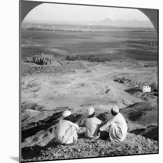 Across the Plain of Thebes and Past the Memnon Statues from the Cliffs, Egypt, 1905-Underwood & Underwood-Mounted Photographic Print