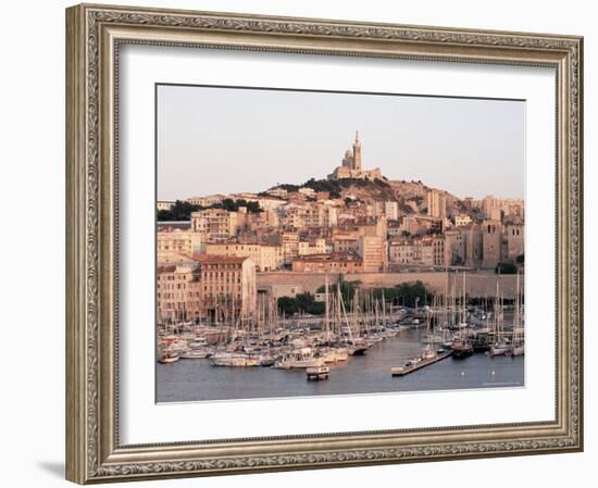 Across the Vieux Port to Basilica of Notre Dame De La Garde, Provence-Alpes-Cote-D'Azur, France-Ruth Tomlinson-Framed Photographic Print