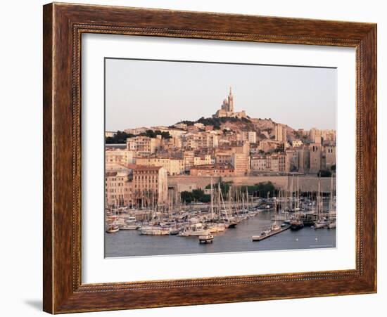 Across the Vieux Port to Basilica of Notre Dame De La Garde, Provence-Alpes-Cote-D'Azur, France-Ruth Tomlinson-Framed Photographic Print