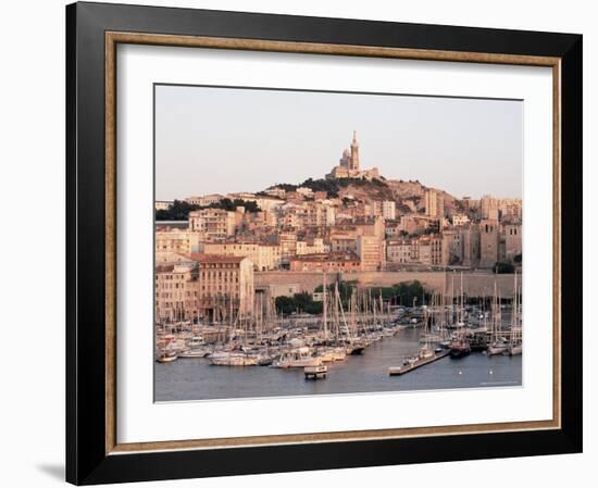 Across the Vieux Port to Basilica of Notre Dame De La Garde, Provence-Alpes-Cote-D'Azur, France-Ruth Tomlinson-Framed Photographic Print