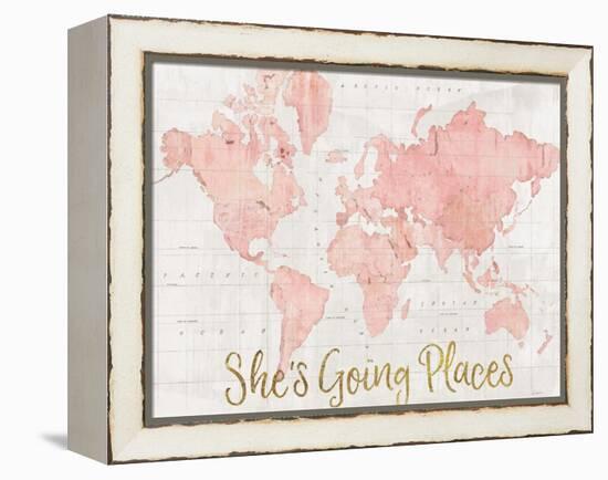 Across the World Shes Going Places Pink-Sue Schlabach-Framed Stretched Canvas
