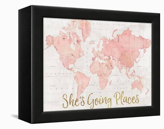 Across the World Shes Going Places Pink-Sue Schlabach-Framed Stretched Canvas