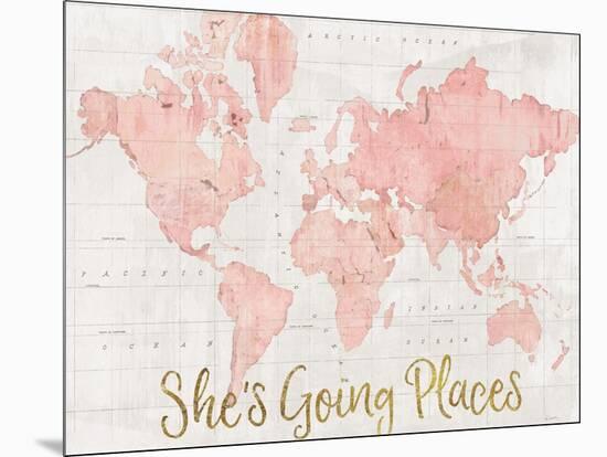 Across the World Shes Going Places Pink-Sue Schlabach-Mounted Art Print