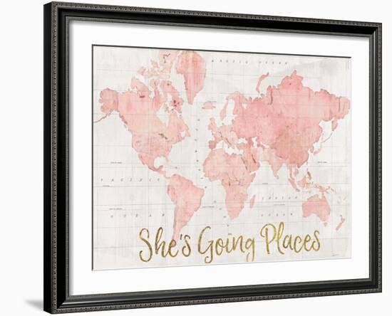 Across the World Shes Going Places Pink-Sue Schlabach-Framed Premium Giclee Print