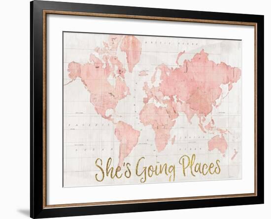 Across the World Shes Going Places Pink-Sue Schlabach-Framed Premium Giclee Print