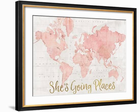 Across the World Shes Going Places Pink-Sue Schlabach-Framed Premium Giclee Print