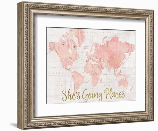 Across the World Shes Going Places Pink-Sue Schlabach-Framed Premium Giclee Print