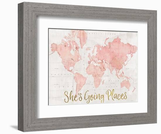 Across the World Shes Going Places Pink-Sue Schlabach-Framed Premium Giclee Print