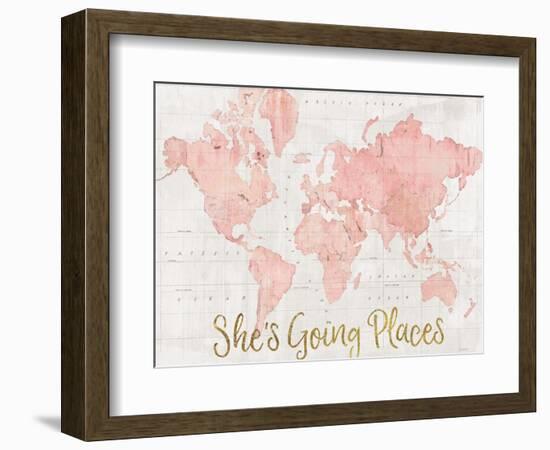 Across the World Shes Going Places Pink-Sue Schlabach-Framed Premium Giclee Print
