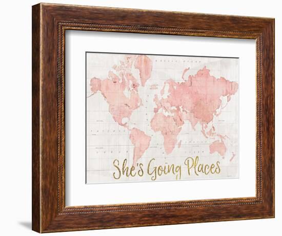 Across the World Shes Going Places Pink-Sue Schlabach-Framed Premium Giclee Print