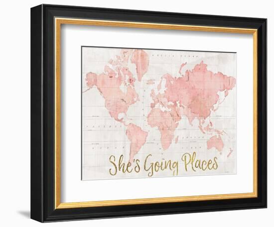 Across the World Shes Going Places Pink-Sue Schlabach-Framed Premium Giclee Print