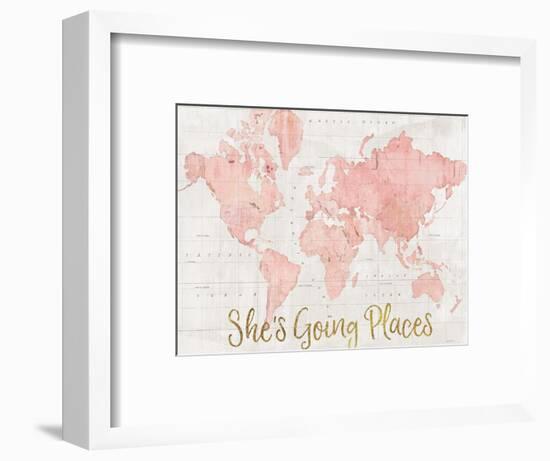 Across the World Shes Going Places Pink-Sue Schlabach-Framed Art Print