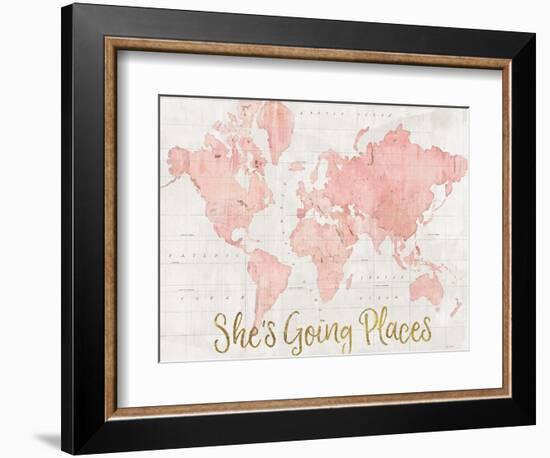 Across the World Shes Going Places Pink-Sue Schlabach-Framed Art Print