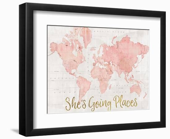 Across the World Shes Going Places Pink-Sue Schlabach-Framed Art Print