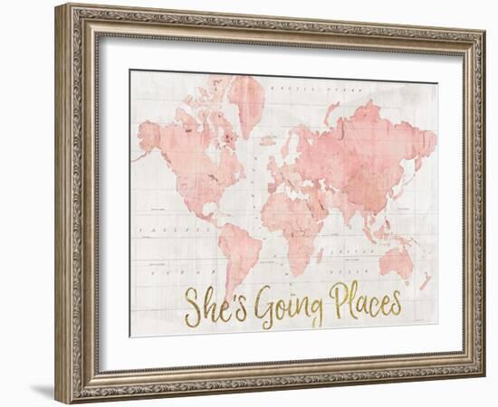 Across the World Shes Going Places Pink-Sue Schlabach-Framed Art Print