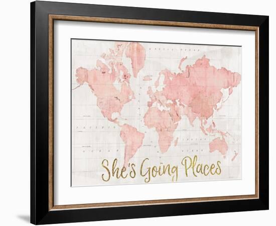 Across the World Shes Going Places Pink-Sue Schlabach-Framed Art Print