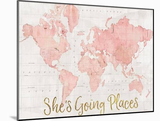 Across the World Shes Going Places Pink-Sue Schlabach-Mounted Art Print