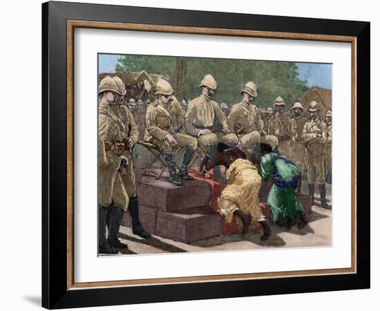 Act of Submission of Ashanti King Prempeh before the British Representative. Engraving, 1901. Color-Tarker-Framed Photographic Print