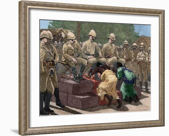 Act of Submission of Ashanti King Prempeh before the British Representative. Engraving, 1901. Color-Tarker-Framed Photographic Print