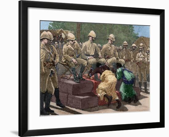 Act of Submission of Ashanti King Prempeh before the British Representative. Engraving, 1901. Color-Tarker-Framed Photographic Print