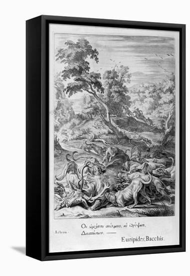 Actaeon Turned into a Stag and Devoured by His Hounds, 1655-Michel de Marolles-Framed Premier Image Canvas