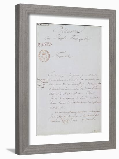 Acte d'abdication de Napoléon, 22 juin 1815-null-Framed Giclee Print