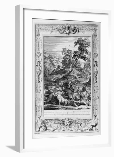 Acteon Turn'D into a Stag, and Devour'D by His Dogs, 1733-Bernard Picart-Framed Giclee Print