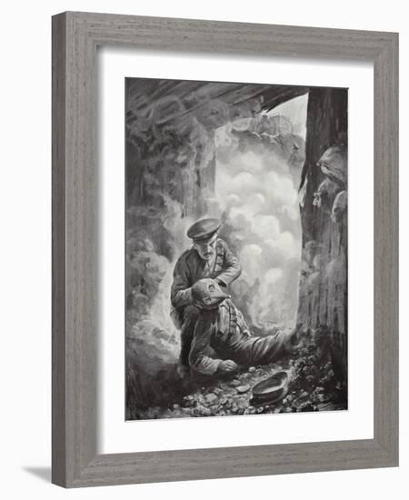 Acting Sergeant John Raynes Putting His Smoke-Helmet on Sergeant Ayres-Alfred Pearse-Framed Giclee Print