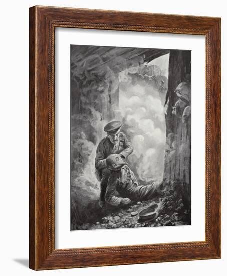 Acting Sergeant John Raynes Putting His Smoke-Helmet on Sergeant Ayres-Alfred Pearse-Framed Giclee Print