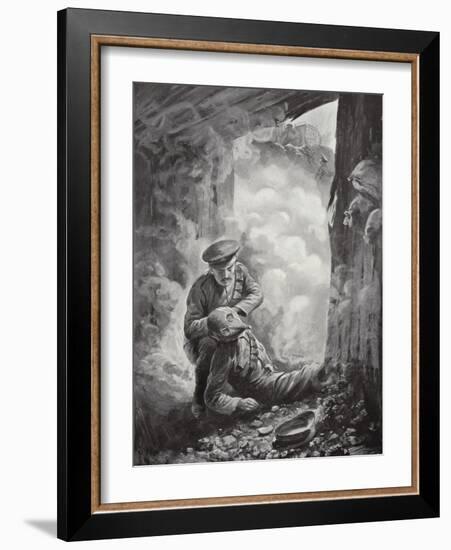 Acting Sergeant John Raynes Putting His Smoke-Helmet on Sergeant Ayres-Alfred Pearse-Framed Giclee Print