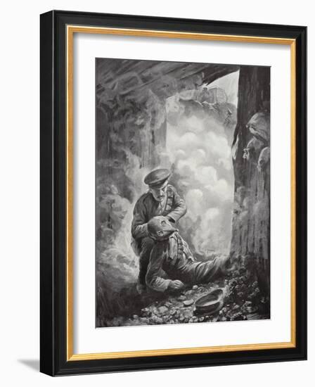 Acting Sergeant John Raynes Putting His Smoke-Helmet on Sergeant Ayres-Alfred Pearse-Framed Giclee Print