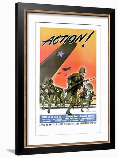 Action! Army Recruitment Poster-null-Framed Giclee Print