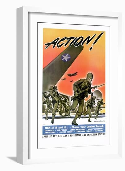 Action! Army Recruitment Poster-null-Framed Giclee Print